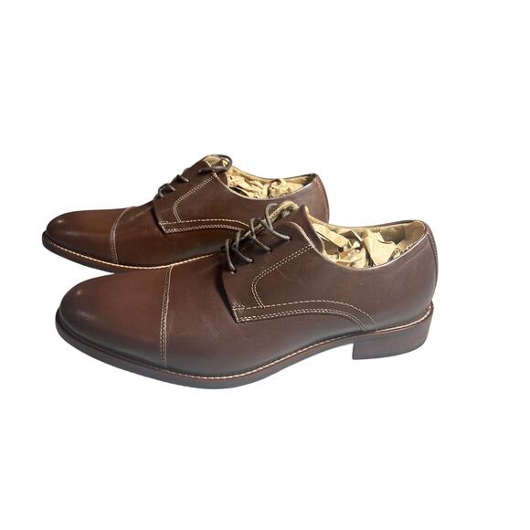 NWT Stafford Executive Men’s Brown Leather Oxford Lace up Cap toe Shoes Size 9.5